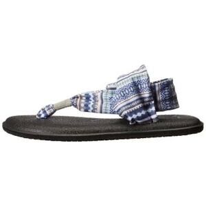 NEW Sanuk Women's Yoga Sling 2 Blue Print Flip Flop Sandals Size 7 Granola NWOB